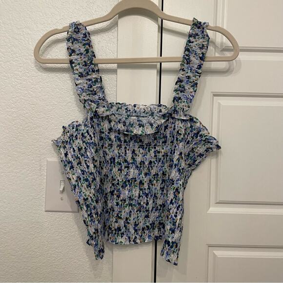 Veronica Beard Averie Smocked Floral Tank Medium - Picture 5 of 7